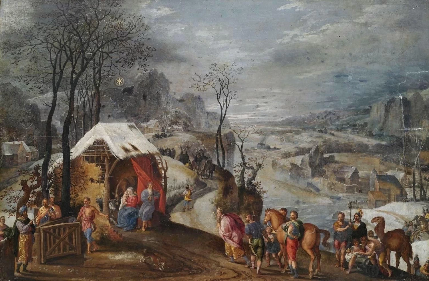Arrivo dei Re Magi alla stalla